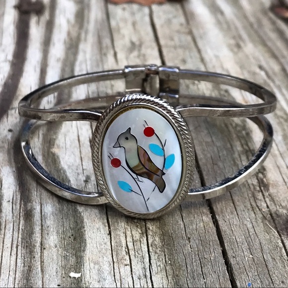 Vintage Jewelry - Sold!Vintage mother of pearl bird clamper bracelet